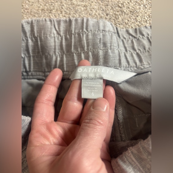 Athleta Womens 6 Cabo Linen 4" Short Pull On Wide Waist Band Stretch Drawstring - Picture 9 of 12